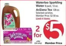 Vons Waterloo Sparkling Water offer