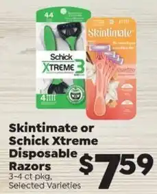 Sentry Skintimate or Schick Xtreme Disposable Razors offer