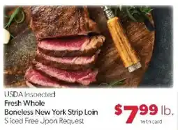 Family Fare Fresh Whole Boneless New York Strip Loin offer