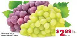 Family Fare Extra Large Red or Green Seedless Grapes offer