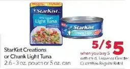 Family Fare StarKist Creations or Chunk Light Tuna offer