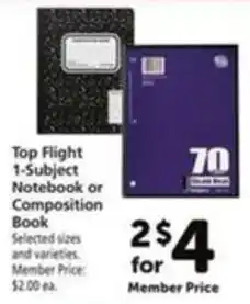 Vons Top Flight 1-Subject Notebook or Composition Book offer