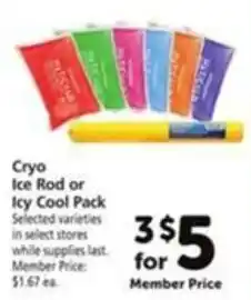 Vons Cryo Ice Rod or Icy Cool Pack offer