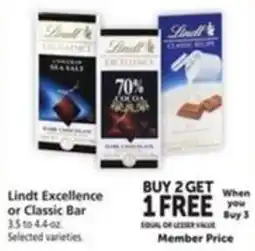 Vons Lindt Excellence or Classic Bar offer