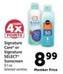 Vons Signature Care or Signature Select Sunscreen offer