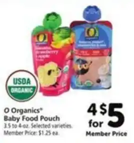 Vons O Organics Baby Food Pouch offer