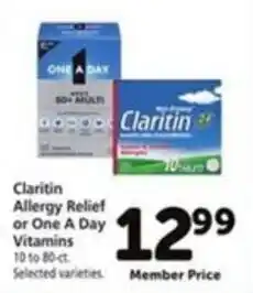 Vons Claritin Allergy Relief or One A Day Vitamins offer