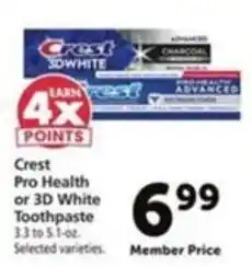 Vons Crest Pro Health or 3D White Toothpaste offer