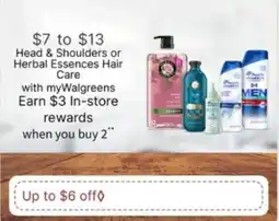 Walgreens Head & Shoulders or Herbal Essences Hair Care offer