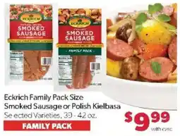 Family Fare Eckrich smoked sausage or polish kielbasa offer