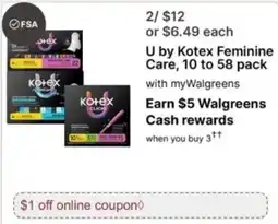 Walgreens U by Kotex Feminine Care offer