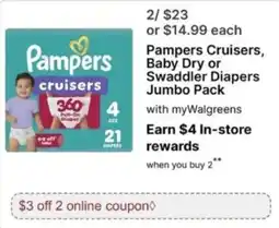 Walgreens Pampers Cruisers offer