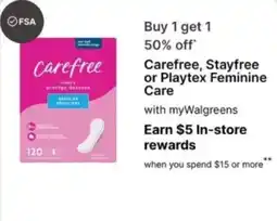 Walgreens Carefree Feminine Care offer