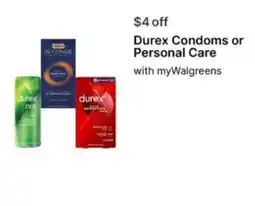 Walgreens Durex Condoms or Personal Care offer