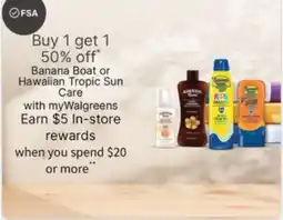 Walgreens Banana Boat or Hawaiian Tropic Sun Care offer