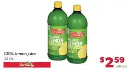 Family Fare Our Family 100% Lemon Juice offer