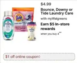Walgreens Bounce, Downy or Tide Laundry Care offer