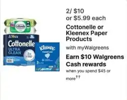 Walgreens Cottonelle or Kleenex Paper Products offer