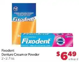 Family Fare Fixodent Denture Cream or Powder offer