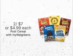 Walgreens Post Cereal offer