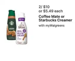 Walgreens Coffee Mate or Starbucks Creamer offer