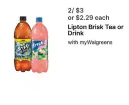 Walgreens Lipton Brisk Tea or Drink offer