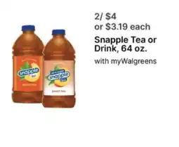 Walgreens Snapple Tea or Drink offer