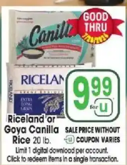 Jewel-Osco Riceland or Goya Canilla Rice offer