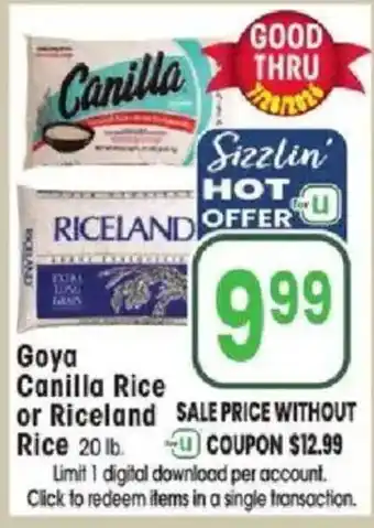 Jewel-Osco Goya Canilla Rice or Riceland Rice offer