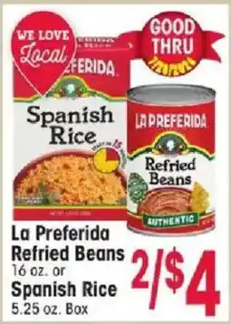 Jewel-Osco La Preferida Refried Beans or Spanish Rice offer