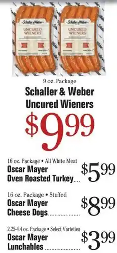 Morton Williams Schaller & Weber Uncured Wieners offer
