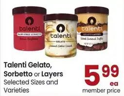 Safeway Talenti Gelato, Sorbetto or Layers offer