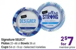 Safeway Signature Select designer plates and ultra strong bowls offer