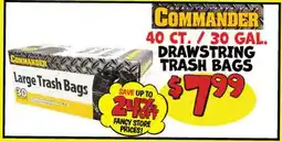 Ollie's COMMANDER 40 CT. / 30 GAL. DRAWSTRING TRASH BAGS offer
