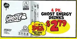 Ollie's 4 PK. GHOST ENERGY DRINKS offer