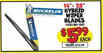 Ollie's MICHELIN HYBRID WIPER BLADES offer