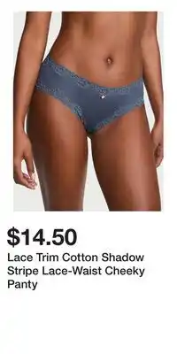 Victoria's Secret Lace Trim Cotton Shadow Stripe Lace-Waist Cheeky Panty offer