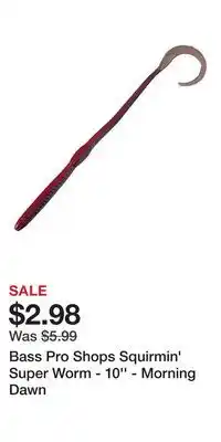 Cabela's Bass Pro Shops Squirmin' Super Worm - 10'' - Morning Dawn offer