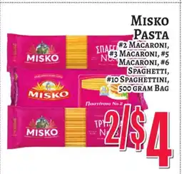 Trade Fair Supermarket MISKO PASTA #2 Macaroni, #3 Macaroni, #5 Macaroni, #6 Spaghetti, #10 Spaghettini, 500 GRAM Bag offer