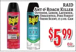 Trade Fair Supermarket RAID Ant & Roach Killer Outdoor, Lemon, Lavender, Unscented, Pine Forest Fresh Scent offer