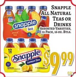 Trade Fair Supermarket SNAPPLE ALL NATURAL TEAS OR DRINKS offer