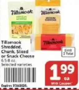 Vons Tillamook Shredded. Chunk, Sliced offer