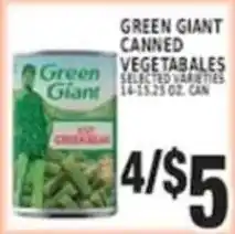 Associated Green Giant canned vegetables offer