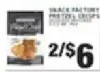 Associated Snack Factory pretzel crisps offer