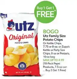 Publix Utz Family Size Potato Chips offer