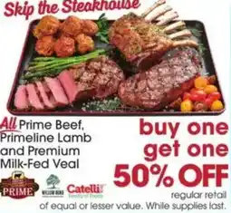 Giant Eagle All prime beef, primeline lamb and premium milk-fed veal offer