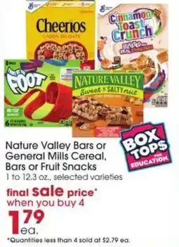 Giant Eagle Nature valley bars or general mills cereal, bars or fruit snacks offer