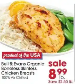 Giant Eagle Bell & evans organic boneless skinless chicken breasts offer