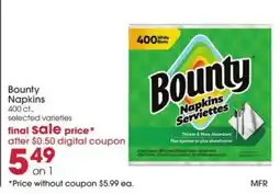 Giant Eagle Bounty napkins offer