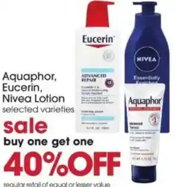 Giant Eagle Aquaphor, eucerin, nivea lotion offer
